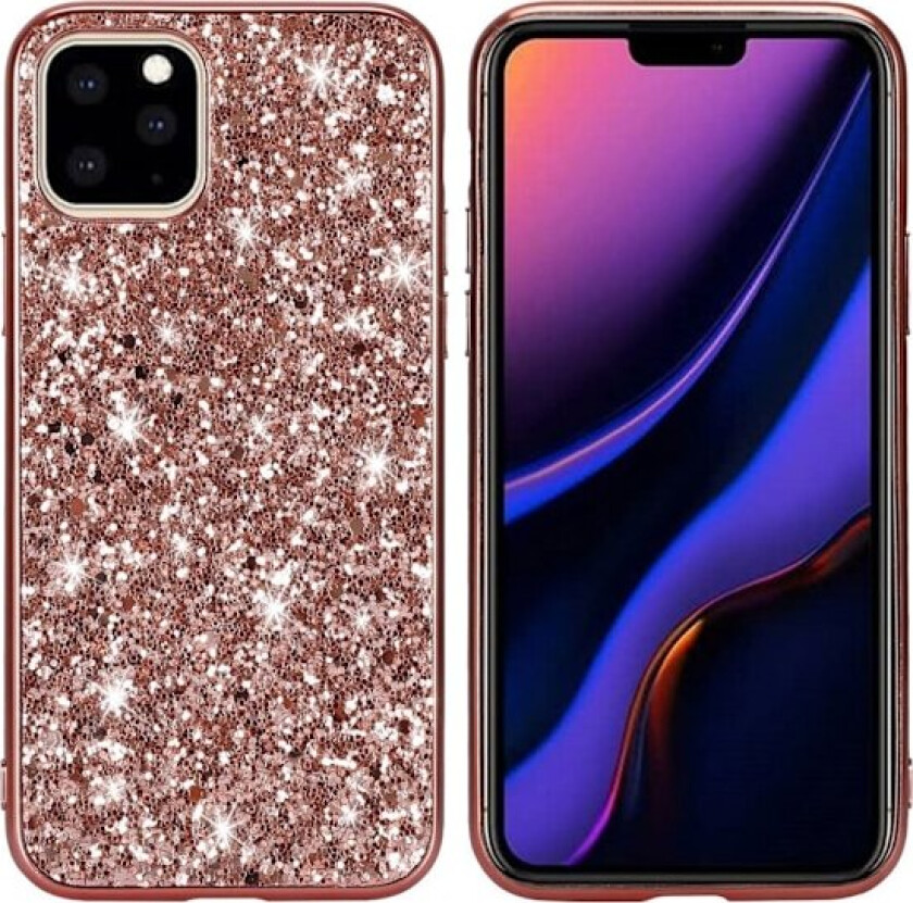 Glitter iPhone 11 deksel - Rose gull
