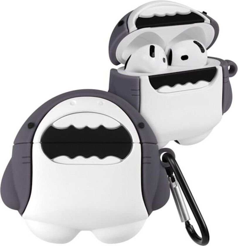 For Airpods 4. generasjon 2024 Deksel Søt Tegneserie Kawaii - med Nøkkelring Morsom Design Deksel Skall for Jenter Tenåringer Kvinner Deksel for Air Pods 4. generasjon, Hai