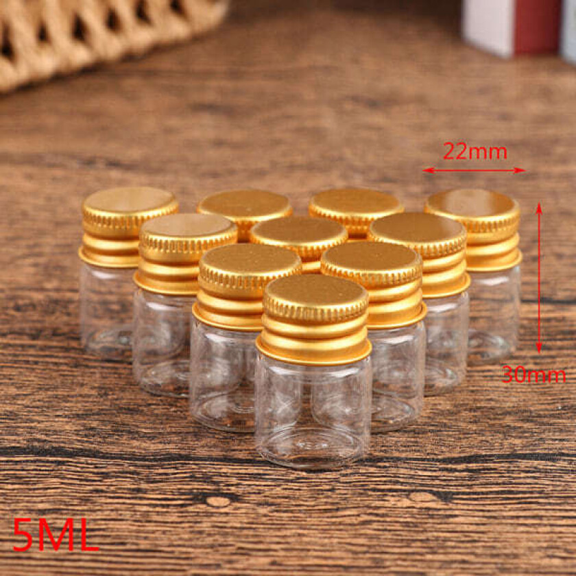 10 stk 5/7/10/14/18/20ml glassflaske Liten glasskrukke forseglet flaske 22*30mm, 5ml