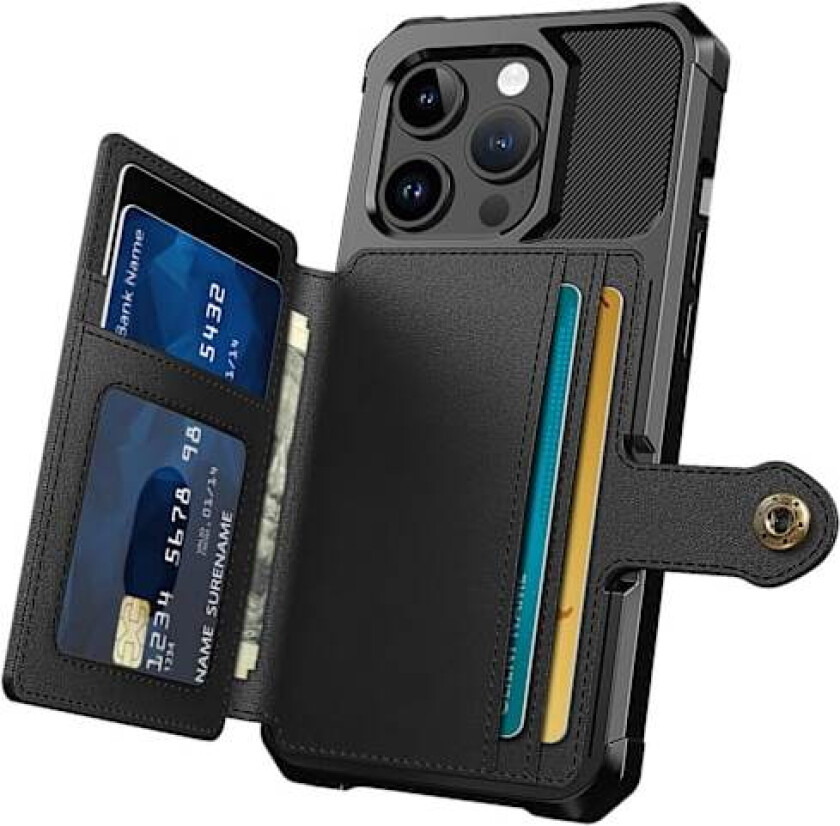 Elegant lommebokdeksel i luksuriøst PU-lær til iPhone 15 Pro