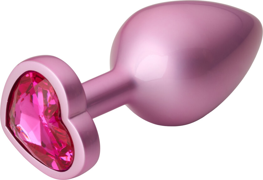 Pink Pearlescent Heart Jewel Metall Buttplugg Medium - Lyserosa