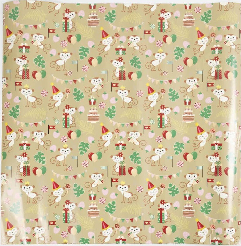 Bilde av Gavepapir Creativ Company Festlige Aper 100 m