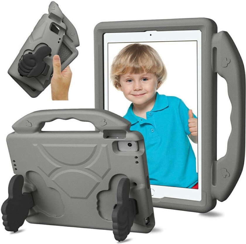 iPad 9.7" (2018 / 2017) / Air 2 / Air Barn Deksel m. Thumb Kickstand - Grå