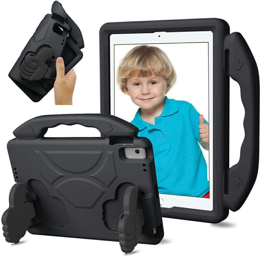 iPad 9.7" (2018 / 2017) / Air 2 / Air Barn Deksel m. Thumb Kickstand - Svart