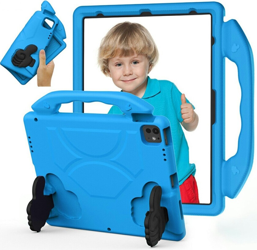 iPad Pro 12.9" (2022 / 2021 / 2020 / 2018) / Air 13" (2025 / 2024) / Pro 13" (2024) Barn Deksel m. Thumb Kickstand - Blå