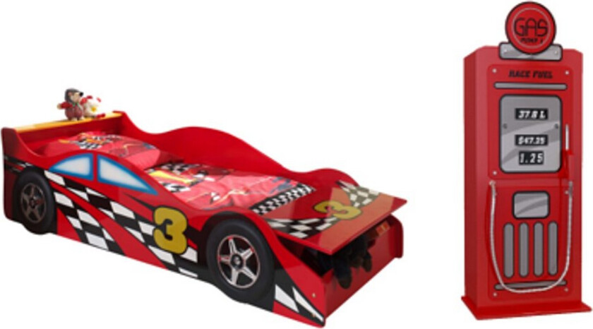 Seng med garderobe Race Rød 70x140 cm