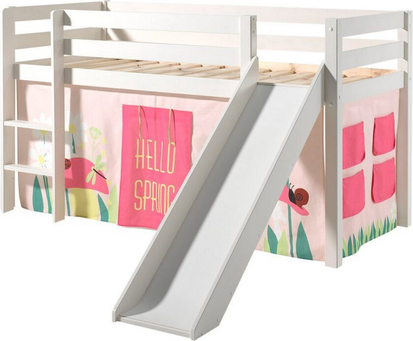 Middelseng med gardin Pino Spring Hvit, Hvit, Med sklie, Uten tunnel, Uten lommer - Hvit, Hvit, Med sklie, Uten tunnel, Uten lommer