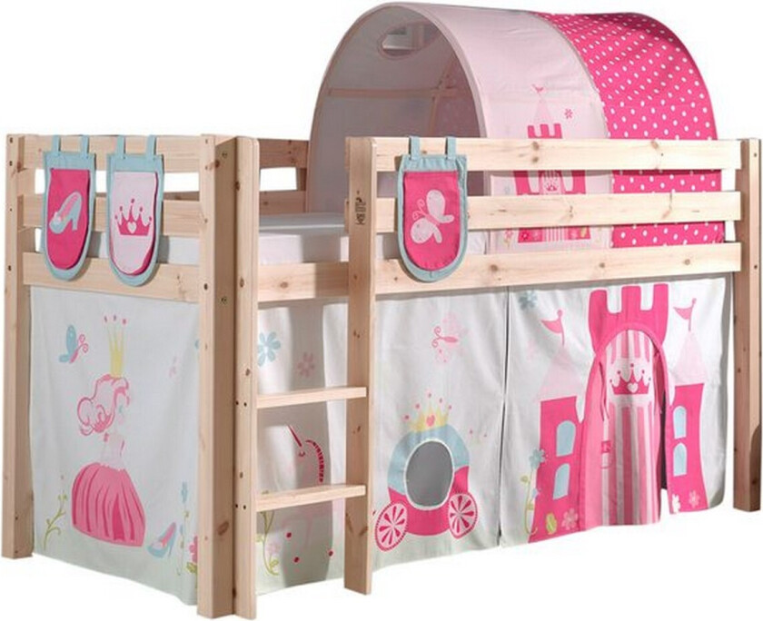 Middelseng med gardin Pino Princess Naturlig, Naturlig, Uten sklie, Prinsesse, 3 - Naturlig, Naturlig, Uten sklie, Prinsesse, 3