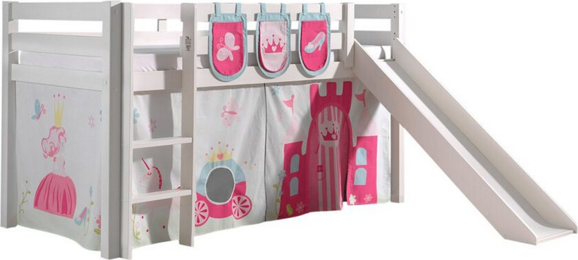 Middelseng med gardin Pino Princess Hvit, Hvit, Med sklie, Uten tunnel, 3 - Hvit, Hvit, Med sklie, Uten tunnel, 3