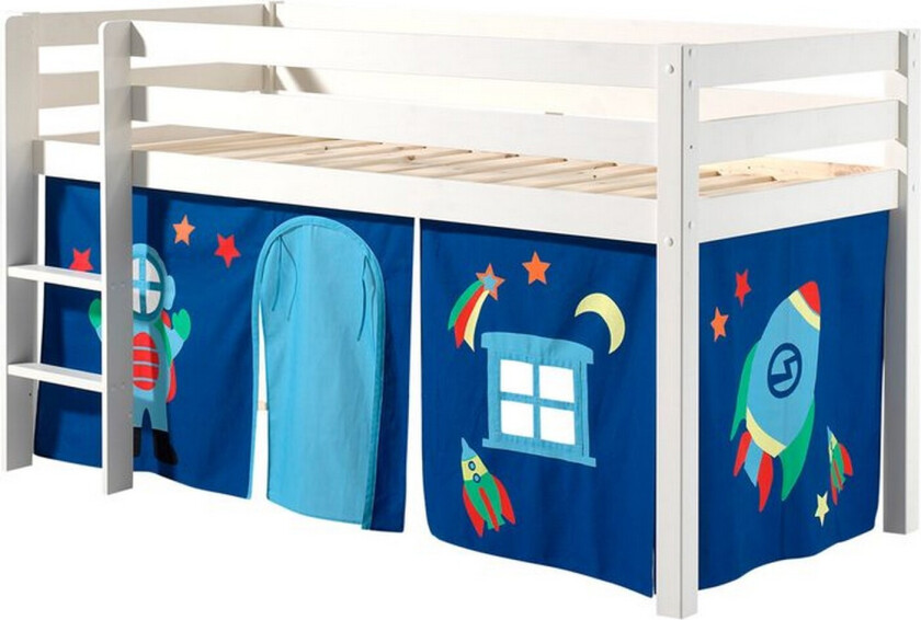 Middelseng med gardin Pino Astro Hvit, Hvit, Uten sklie, Uten tunnel, Ingen lommer - Hvit, Hvit, Uten sklie, Uten tunnel, Ingen lommer