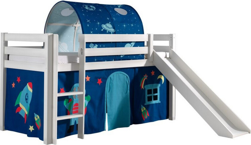 Middelseng med gardin Pino Astro Hvit, Hvit, Med sklie, Med tunnel, Ingen lommer - Hvit, Hvit, Med sklie, Med tunnel, Ingen lommer