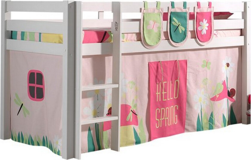 Middelseng med gardin Pino Spring Hvit, Hvit, Uten sklie, Uten tunnel, 3 - Hvit, Hvit, Uten sklie, Uten tunnel, 3