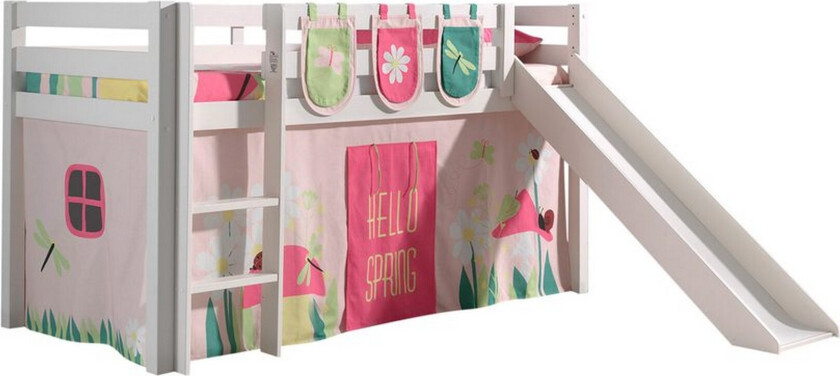 Middelseng med gardin Pino Spring Hvit, Hvit, Med sklie, Uten tunnel, 3 - Hvit, Hvit, Med sklie, Uten tunnel, 3