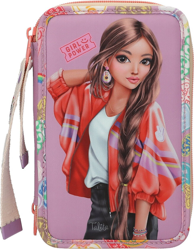 TOPModel Triple Pencil Case with Pendant GIRL POWER - Purple