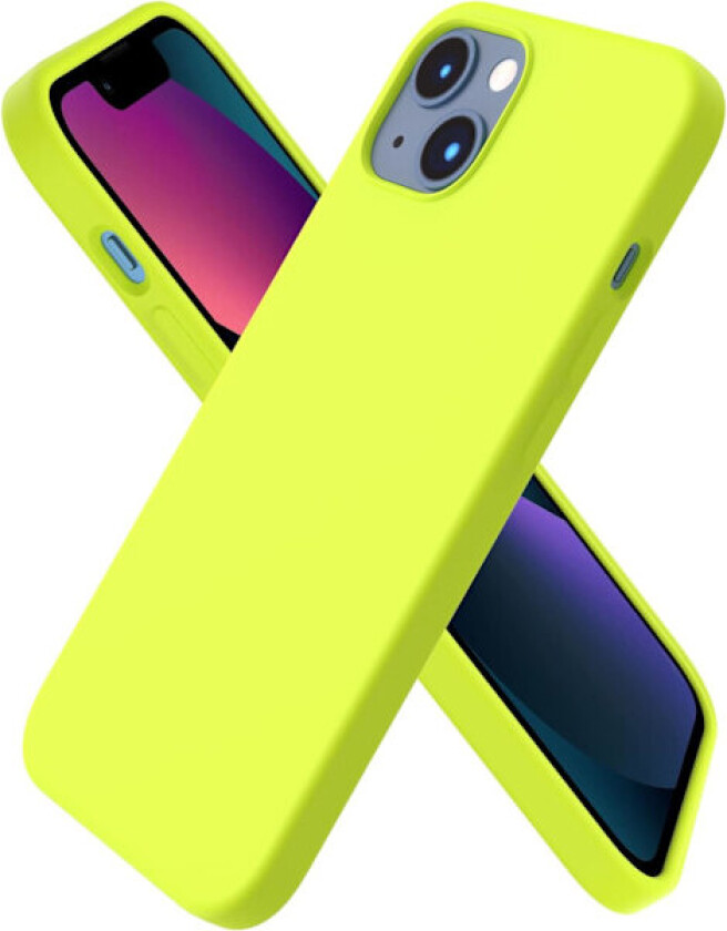 iPhone 14 Deksel, Flytende Silikon Deksel for iPhone 14, Ultratynt Deksel, Full Dekning Støtsikkert Beskyttende Mykt Deksel (Fluorescerende grønn)
