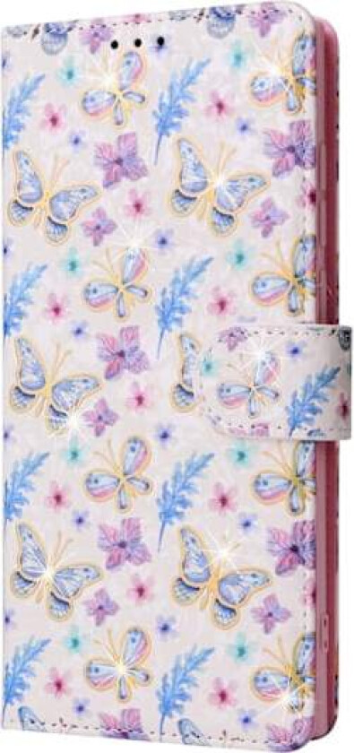 Etui til iPhone 13mini Sommerfugl Blomst Gullstemplet RFID-blokkerende Trykk Lommebok med Kortholder