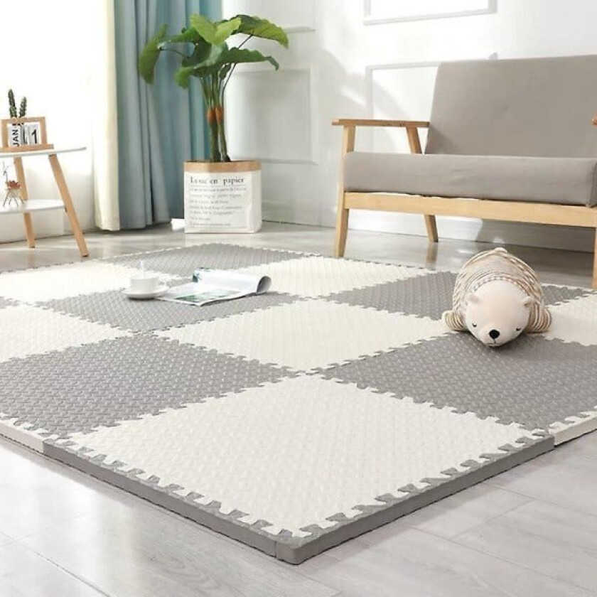 Lekematte med varmt skum - Myk Eva-puslematte for barn, sammenkoblingsbar lekematte for barn, skumgulvmatte, 16 stk.—jarx