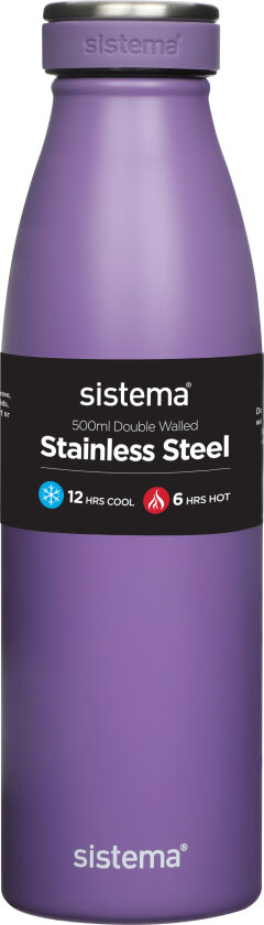 Drikkeflaske stål 500 ml lilla