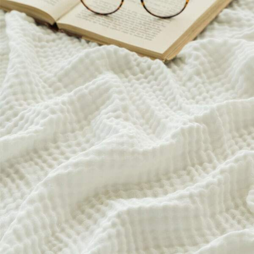Bomullsteppe Musselin Teppe Voksne, Tepper Pustende Myk Teppe Alle Sesonger Forvasket Sofa Tepper Bomull Sengeteppe