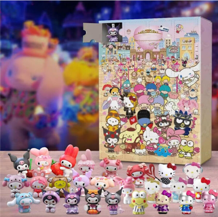 Sanrio Julekalender for Barn 2024, (Oppgradert Versjon) 38 Gavedeler - Tilfeldig Stil (Blindboks), Julebordsgave for Barn