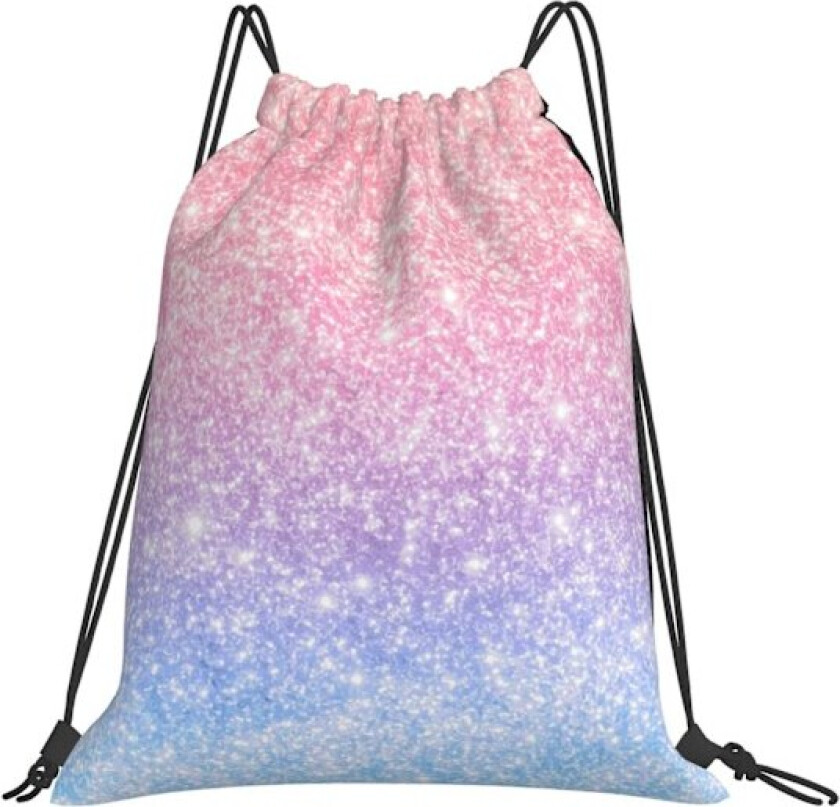 Bilde av Pastel regnbue glitter snorpose vanntett gymbag for festreise sportsoppbevaring
