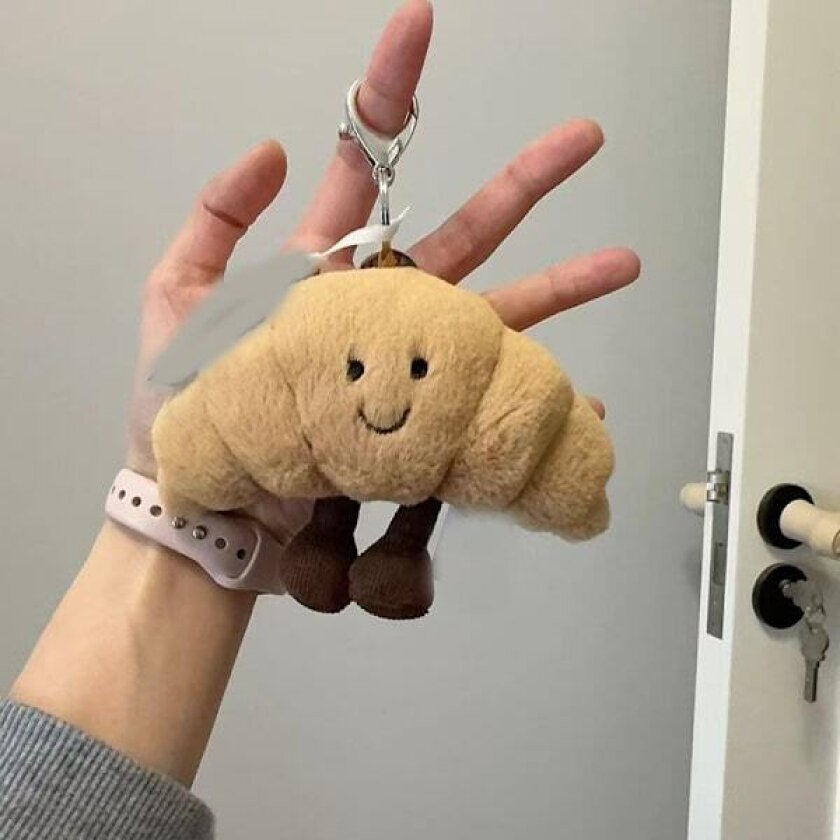 Amuseables Croissant Nøkkelring Jellycat Serie Myke Leker Horn Veske Anheng Chanson Nøkkelring Søt Plysj Leke Dukke