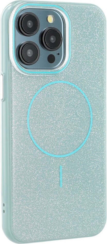 iPhone 15 Pro Plast Glitter Deksel - MagSafe Kompatibel - Grønn