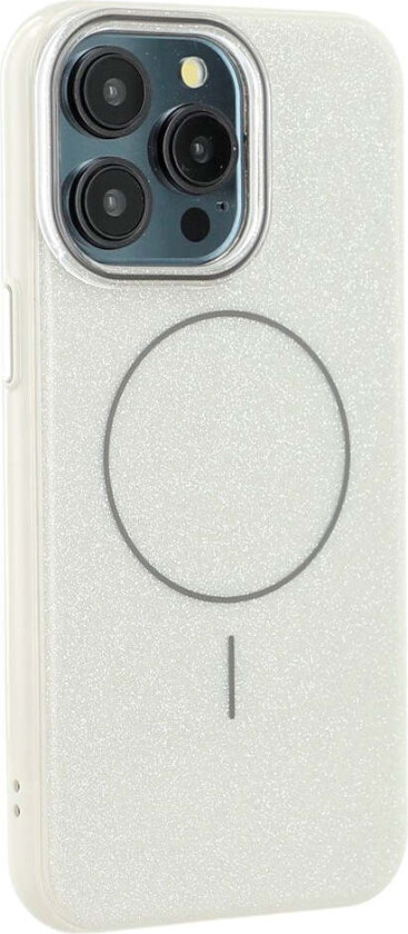 iPhone 15 Pro Plast Glitter Deksel - MagSafe Kompatibel - Sølv