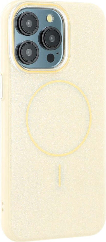 iPhone 15 Pro Plast Glitter Deksel - MagSafe Kompatibel - Gul