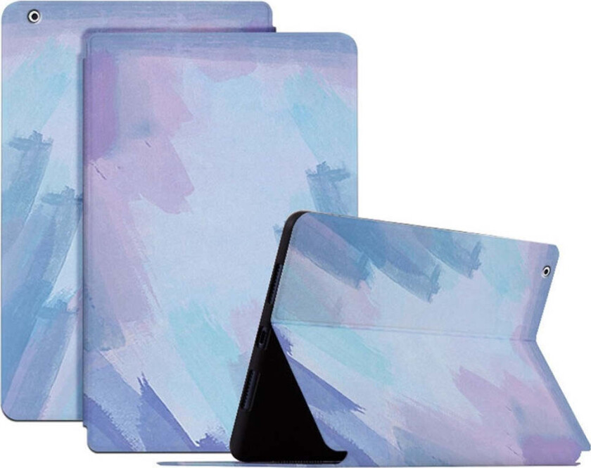 iPad 4 / 3 / 2 Kunstskinn Flip Deksel m. Mønster - Blå