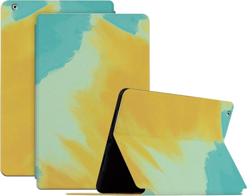 iPad 4 / 3 / 2 Kunstskinn Flip Deksel m. Mønster - Gul