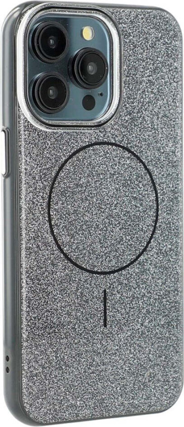 iPhone 15 Pro Plast Glitter Deksel - MagSafe Kompatibel - Svart