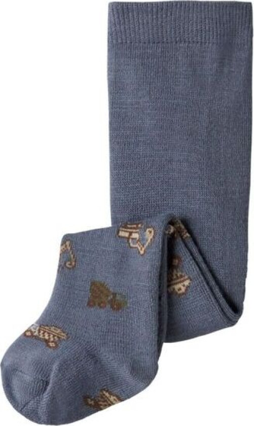 Name It - Strømpebukse Baby Ull/ Bomull Wak Folkstone Gray Working Machines