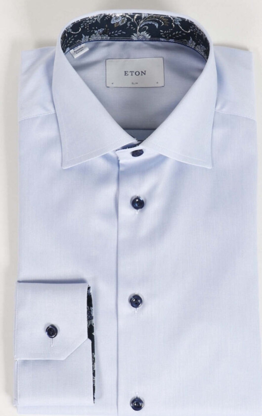 SLIM FLORAL TWILL SHIRT Blå, 36