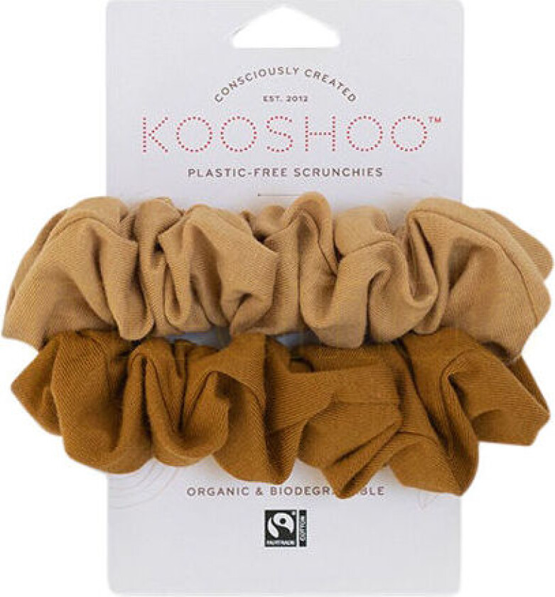 Kooshoo Hår Scrunchie Gylden/sand Plastfri 2 Stk - 1 Pakker