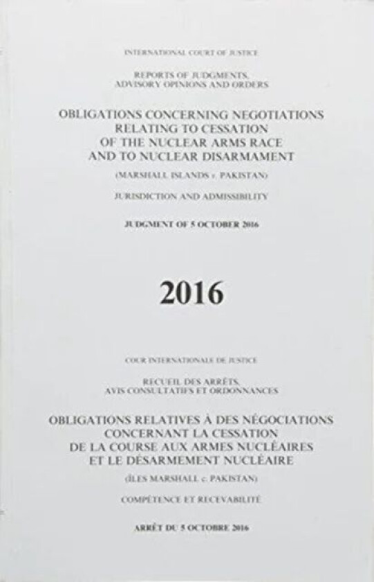 Obligations concerning negotiations relating to cessation of the nuclear arms race and to nuclear di av International Court of Justice