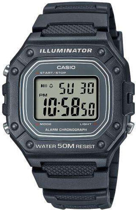 Classic W-218H-8AVEF - Digital - Sort - Herreklokker - Resinledd - Akryl