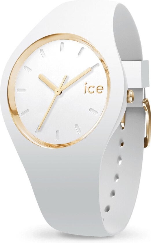 Ice Glam White Medium 000917 - Kvarts - Hvit - Dameklokker - Silikon - Mineral