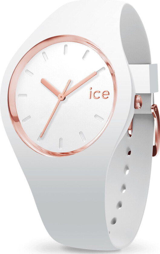 Ice Glam White Rose Gold Medium 000978 - Kvarts - Hvit - Dameklokker - Silikon - Mineral