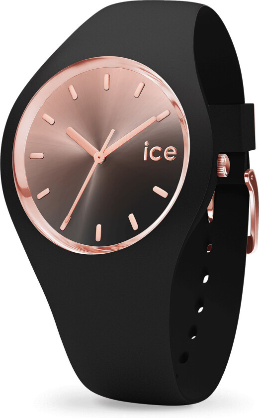 Ice Sunset Black Medium 015748 - Kvarts - Sort - Dameklokker - Silikon - Mineral