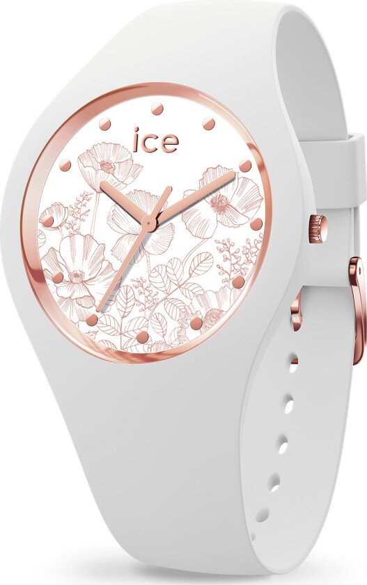 Ice Flower Spring White Small 016662 - Kvarts - Hvit - Dameklokker - Silikon - Mineral