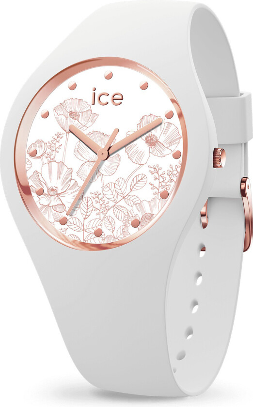 Ice Flower Spring White Medium 016669 - Kvarts - Hvit - Dameklokker - Silikon - Mineral