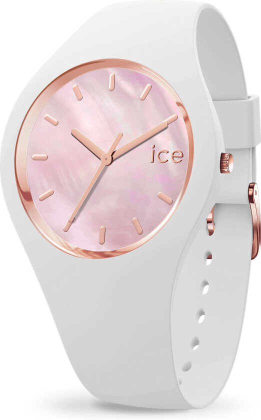 Ice Pearl White Pink Small 016939 - Kvarts - Hvit - Dameklokker - Silikon - Mineral