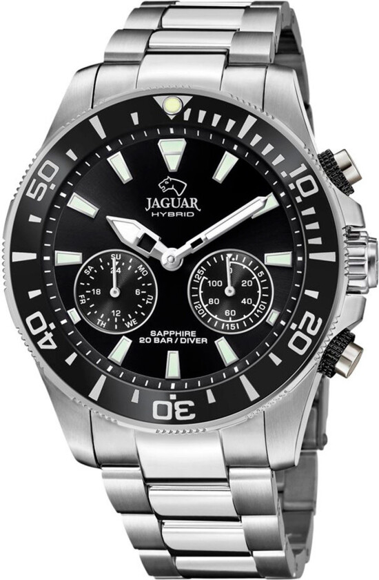 Hybrid Diver J888/2 - Kvarts - Sølv - Herreklokker - Rustfritt stål - ledd m/pin - Safir