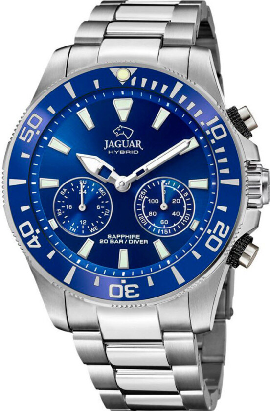 Hybrid Diver J888/1 - Kvarts - Sølv - Herreklokker - Rustfritt stål - ledd m/pin - Safir