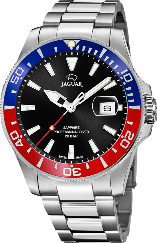 Executive Diver J860/F - Kvarts - Sølv - Herreklokker - Rustfritt stål - ledd m/pin - Safir