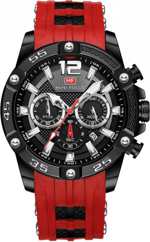 Chronograph Black/Red MF0349G.04 - Kvarts - Sort - Herreklokker - Gummi - Mineral