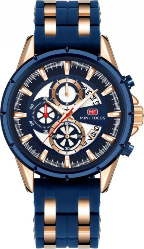 Chronograph Blue/Rosegold MF0273G-2 - Kvarts - Blå Rosegull - Herreklokker - Gummi - Mineral
