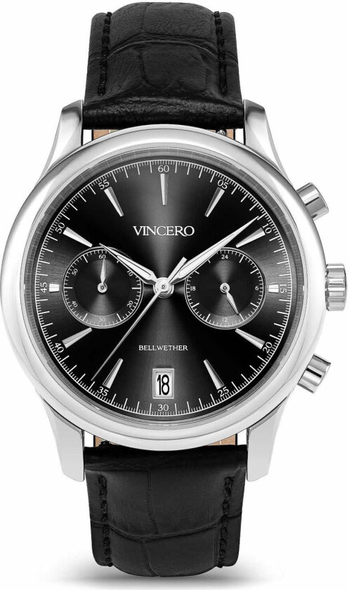 The Bellwether - Steel Sunray GraS-Bla-0W04 - Kvarts - Sølv - Herreklokker - Skinn - Safir