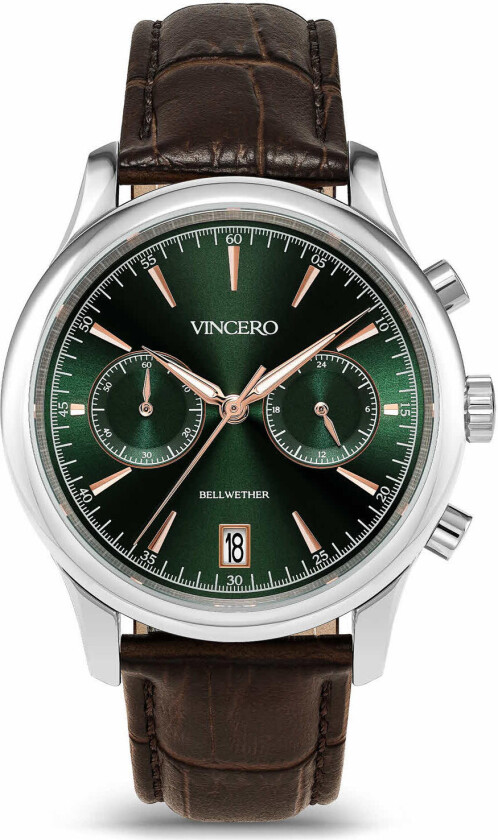 The Bellwether - Dark Olive/Steel Grn-Rg-0W02 - Kvarts - Sølv - Herreklokker - Skinn - Safir
